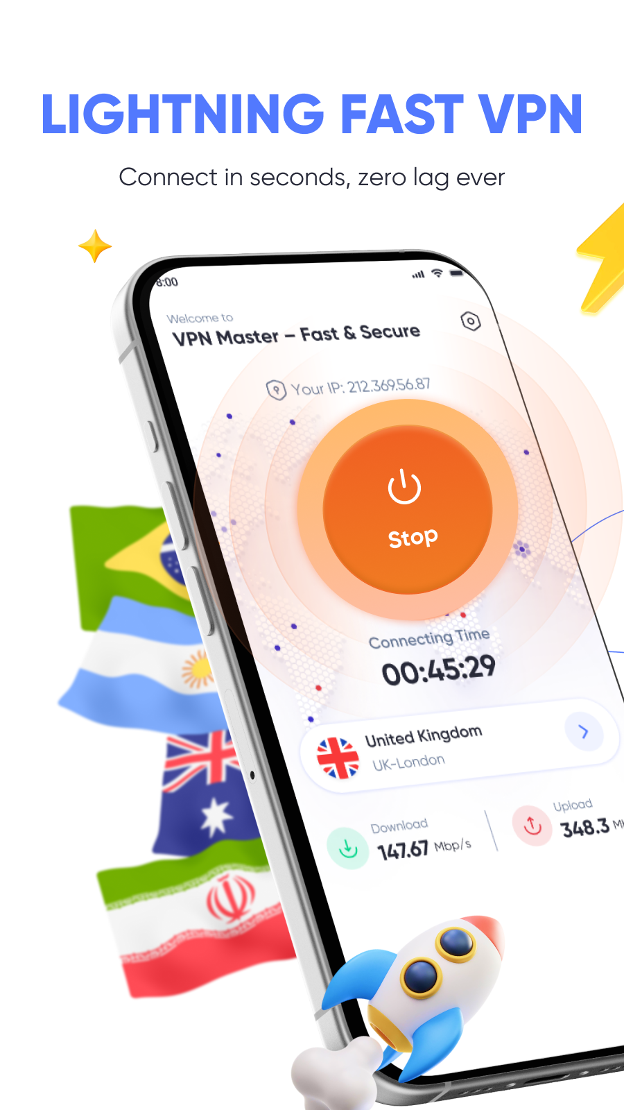 One-tap VPN connection screen